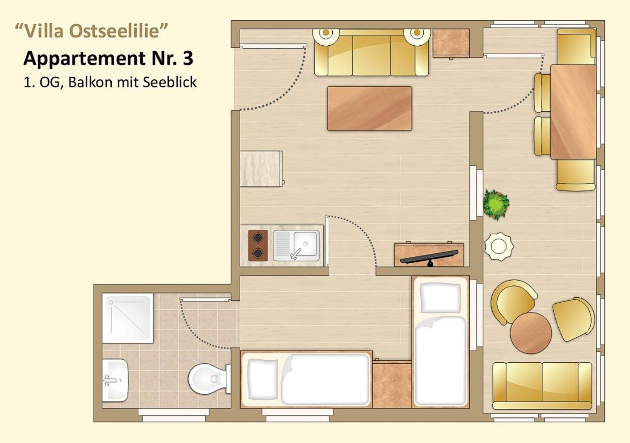 Villa Ostseelilie - Appartements Mit Balkon Und Meerblick Sassnitz Bilik gambar