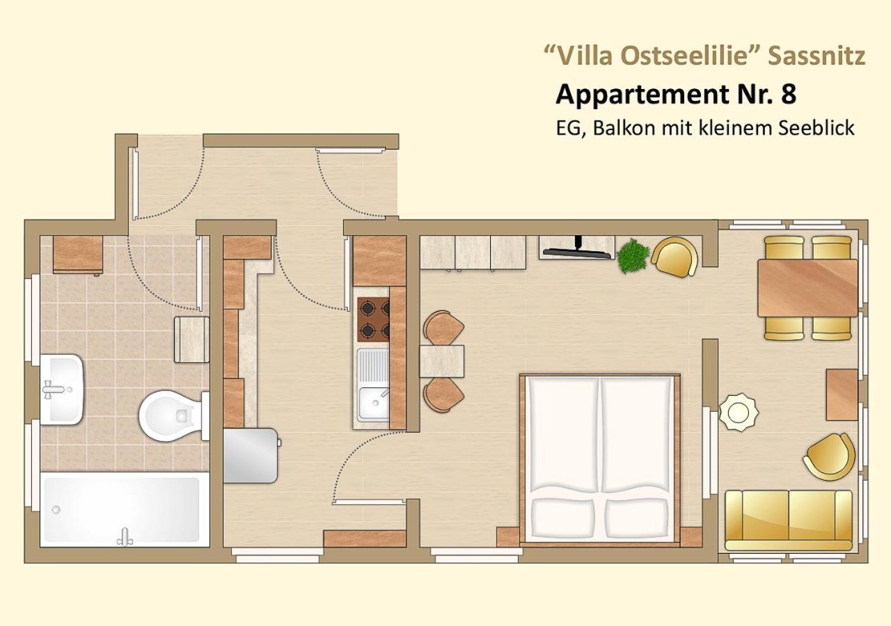 Villa Ostseelilie - Appartements Mit Balkon Und Meerblick Sassnitz Bilik gambar