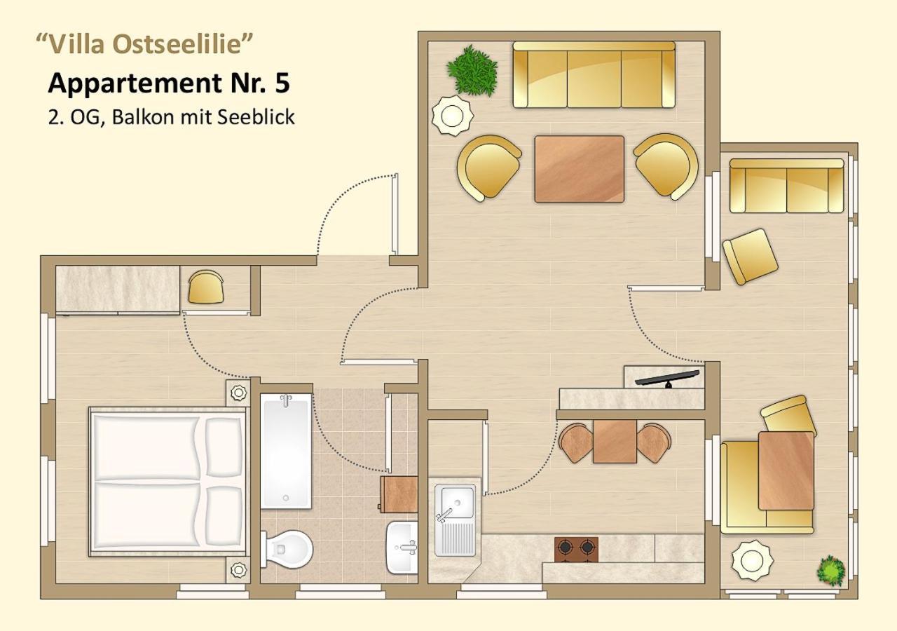 Villa Ostseelilie - Appartements Mit Balkon Und Meerblick Sassnitz Bilik gambar