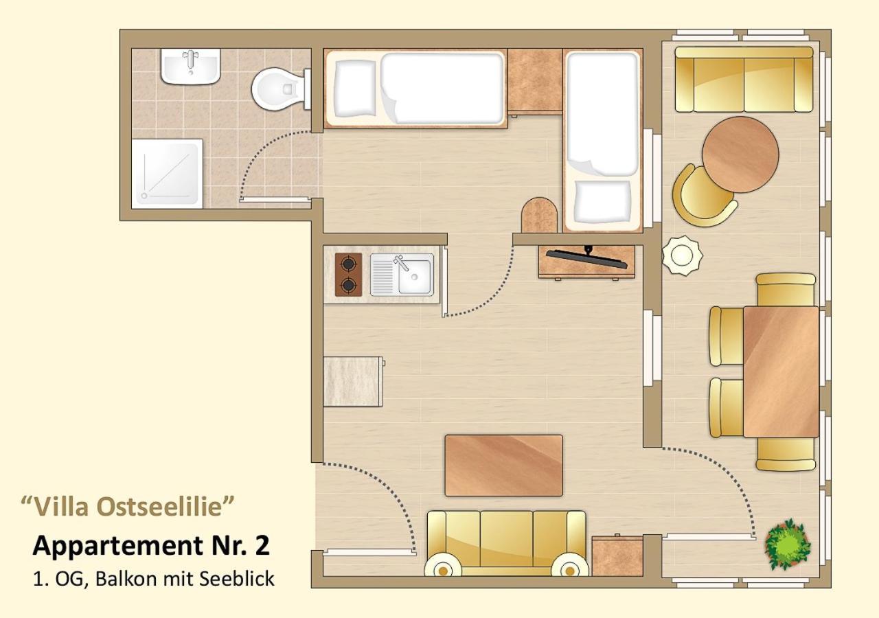 Villa Ostseelilie - Appartements Mit Balkon Und Meerblick Sassnitz Bilik gambar